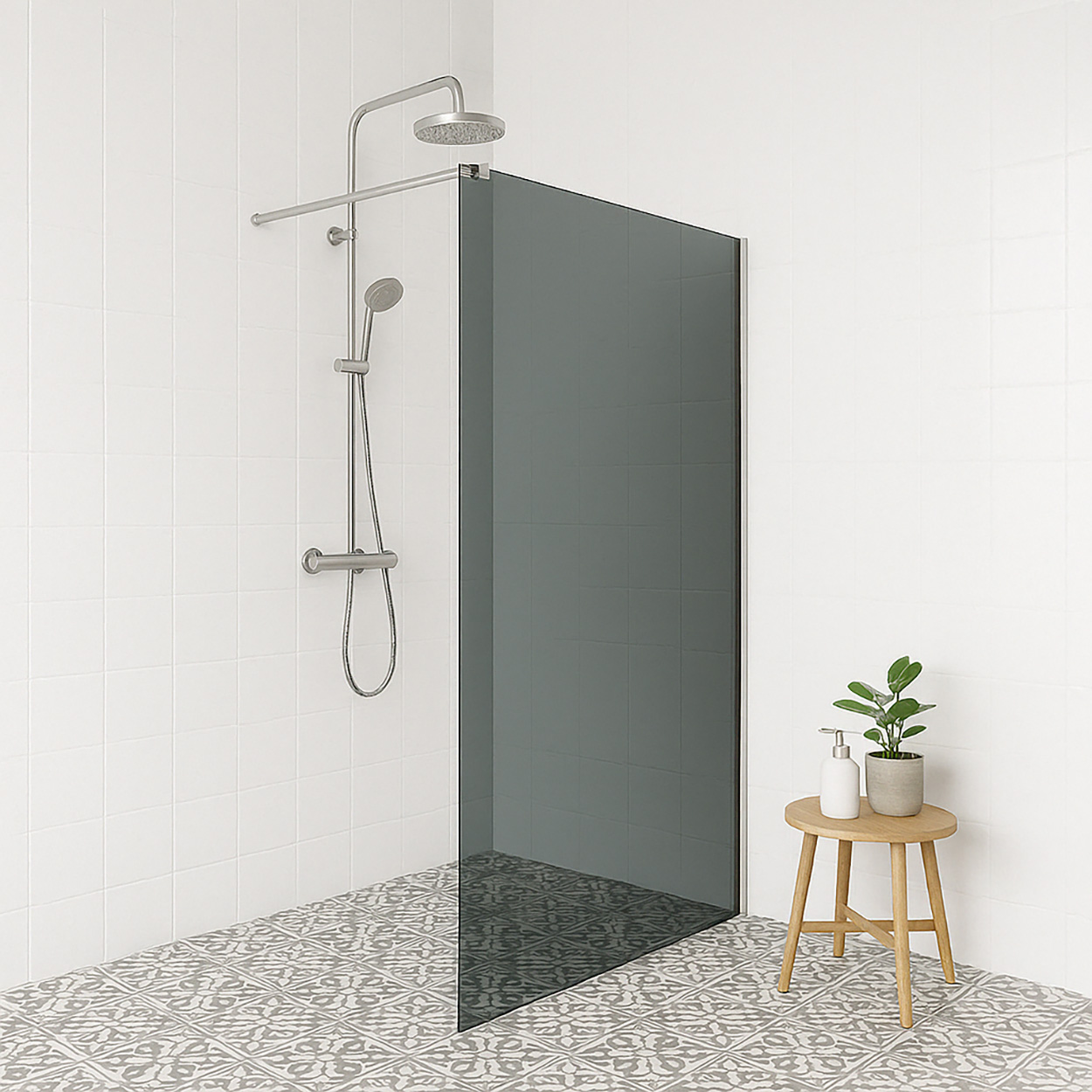 Wiesbaden Comfort Inloopdouche 10mm NANO Rookglas